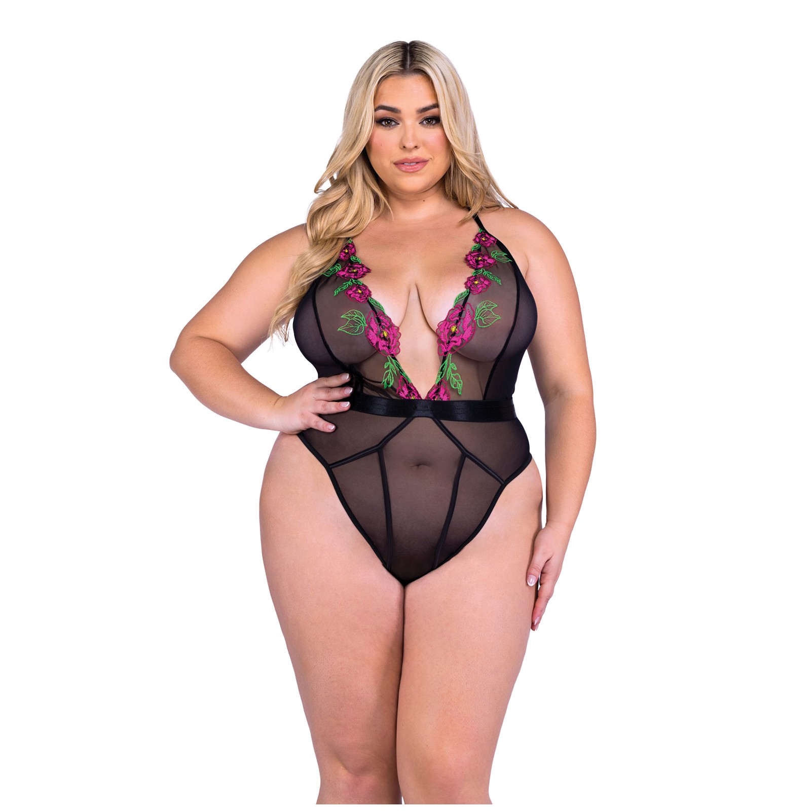 Peony Paradise Teddy Black 1X - Elegant Lingerie