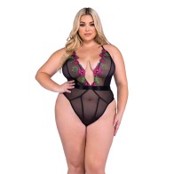 Peony Paradise Teddy Black 1X - Elegant Lingerie