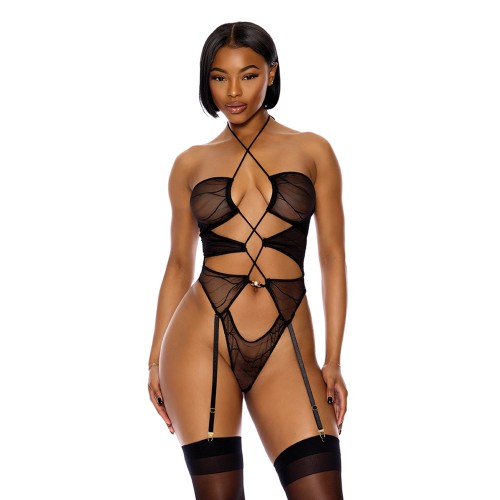 Sheer Mesh Halterneck Teddy for Seductive Play