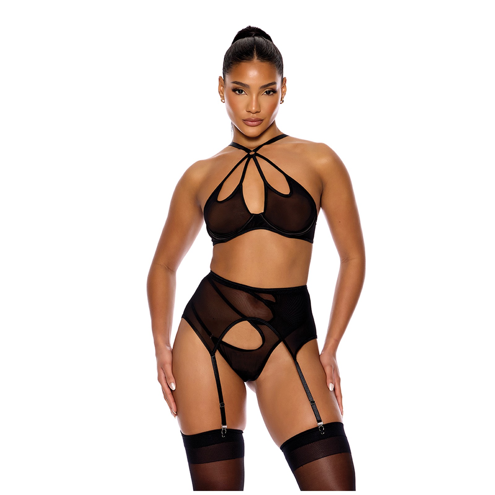 Feeling Butterflies Sheer Bra and Garter Set