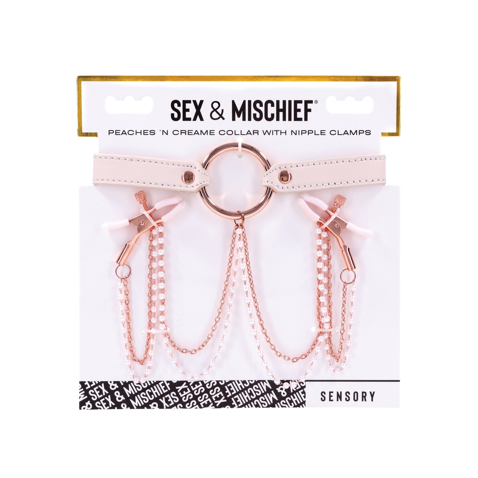 Collar Peaches 'n CreaMe con Pinzas para Pezones - Sex & Mischief