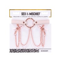 Collar Peaches 'n CreaMe con Pinzas para Pezones - Sex & Mischief