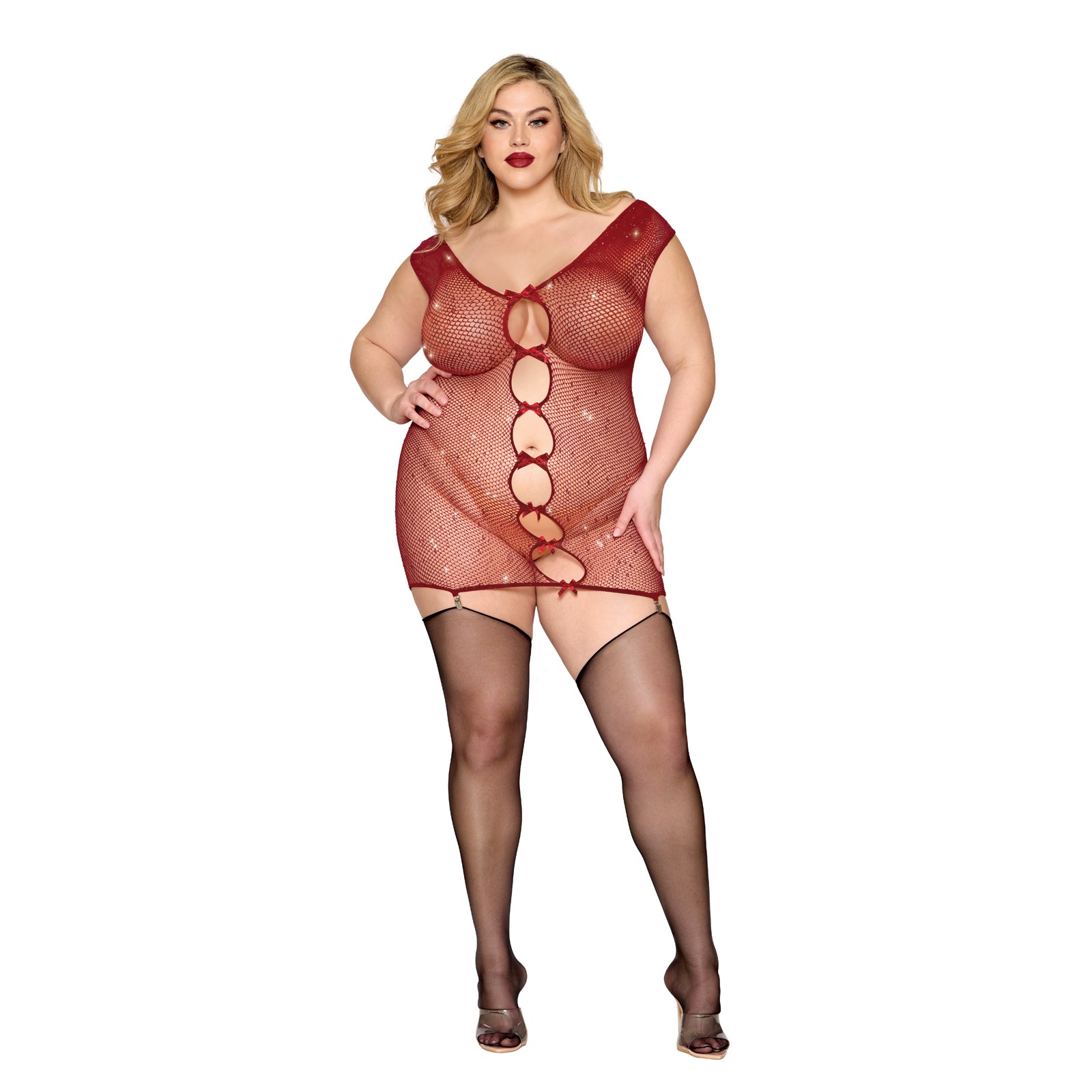 Seamless Chemise with Rhinestone Accents & Mini Suspender Clips