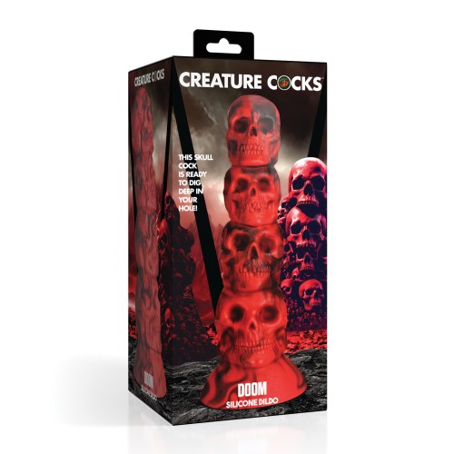 Dildo de Silicona Doom Creature Cocks Rojo/Negro para Juego de Fantasía