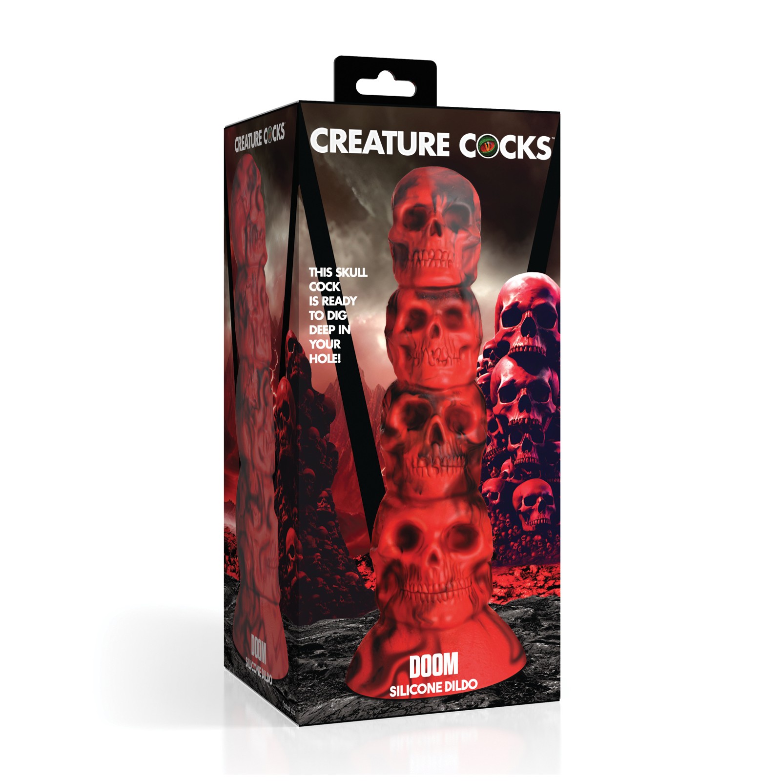 Dildo de Silicona Doom Creature Cocks Rojo/Negro para Juego de Fantasía