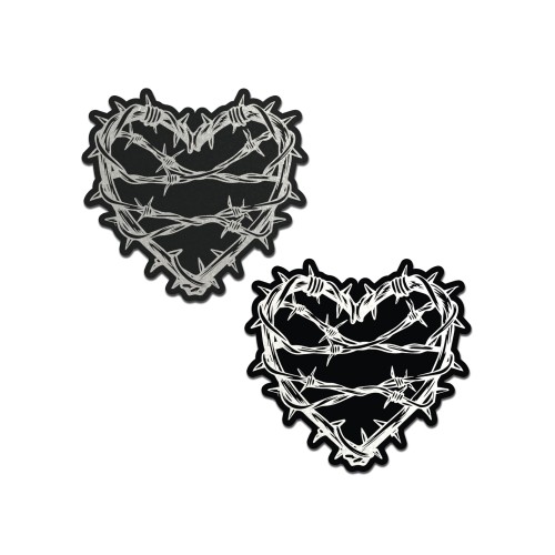 Reflective Barbed Wire Heart Pasties for Bold Fashion