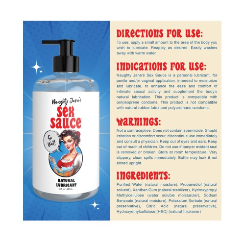 Lubricante Natural Naughty Jane's Sex Sauce - 16 oz