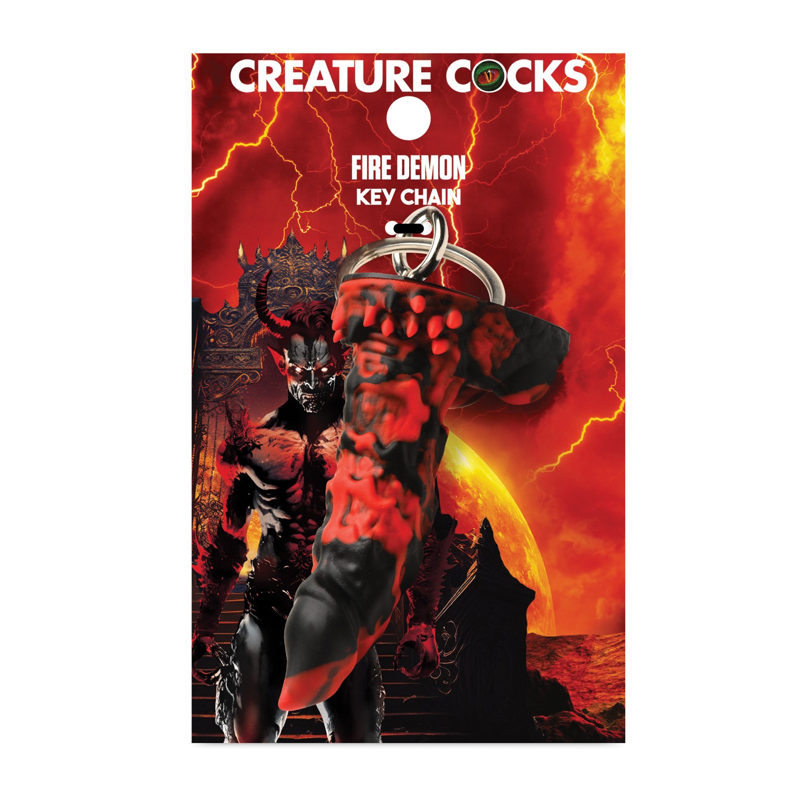 Creature Cocks Fire Demon Keychain Red/Black