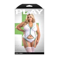 Play Herbal Remedy Gartered Bustier with Panty in White for Fun