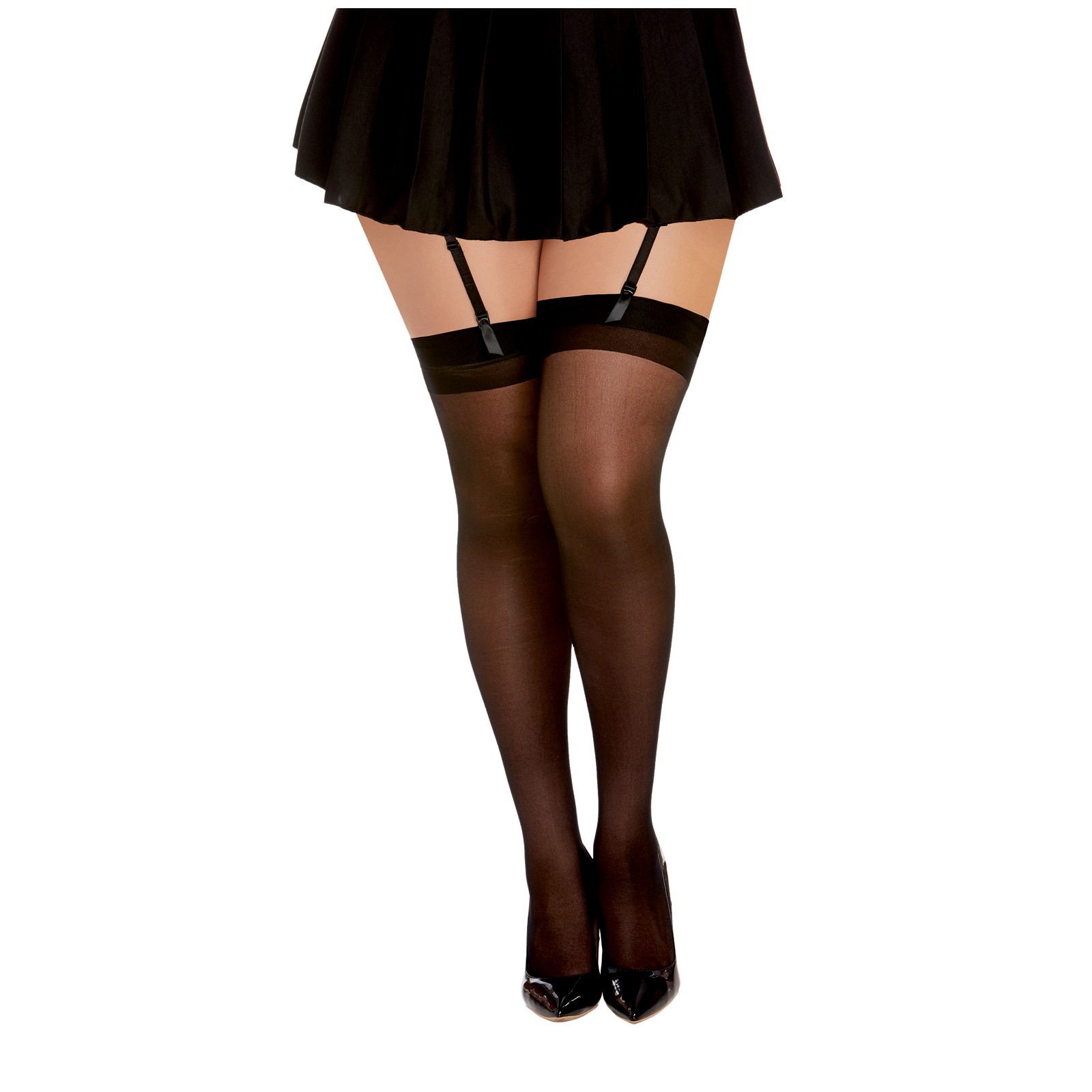 Thigh High Back Seam Stockings - Black QN