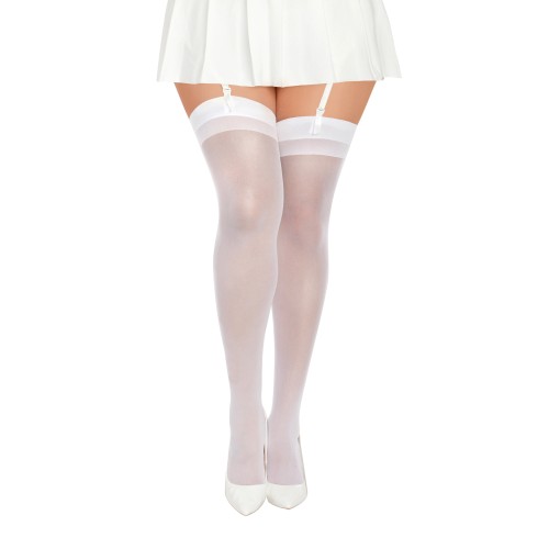 Thigh High Back Seam Stockings White QN