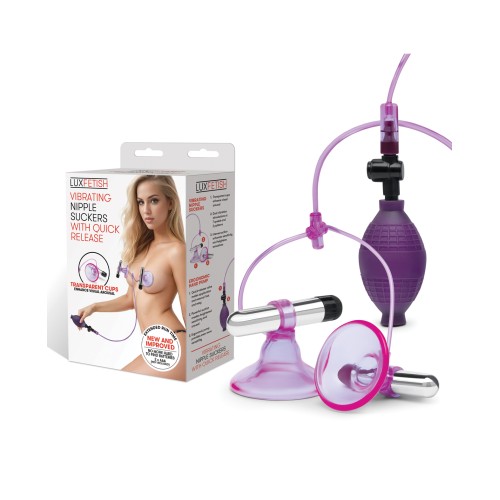 Vibrating Nipple Suckers with Quick Release Pink/Purple