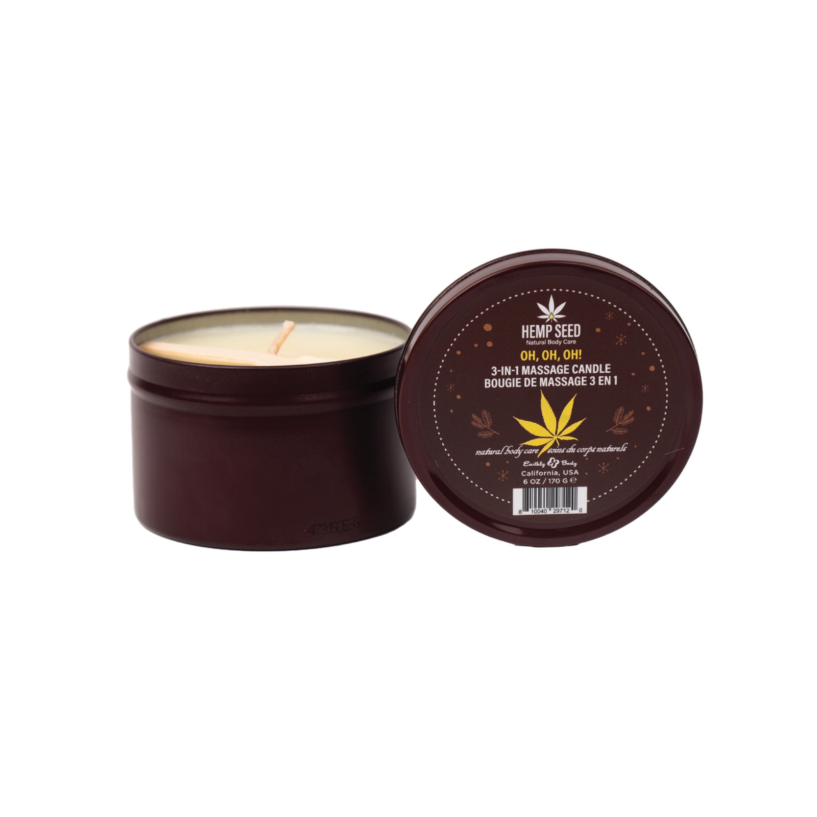 Earthly Body Holiday 3 in 1 Massage Candle 6 oz Oh Oh Oh