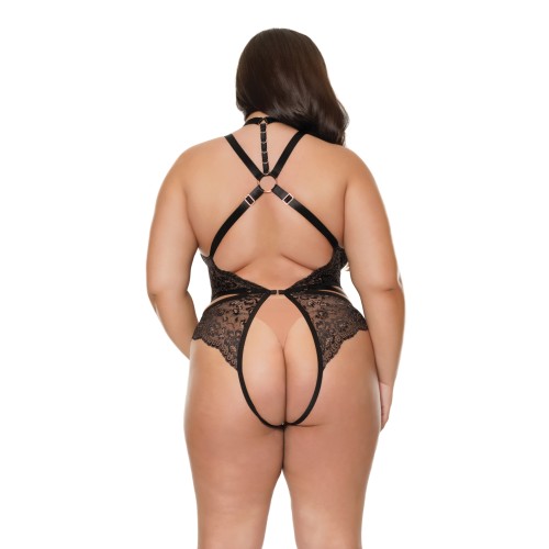 Crotchless Teddy with Removable Tassels - Black