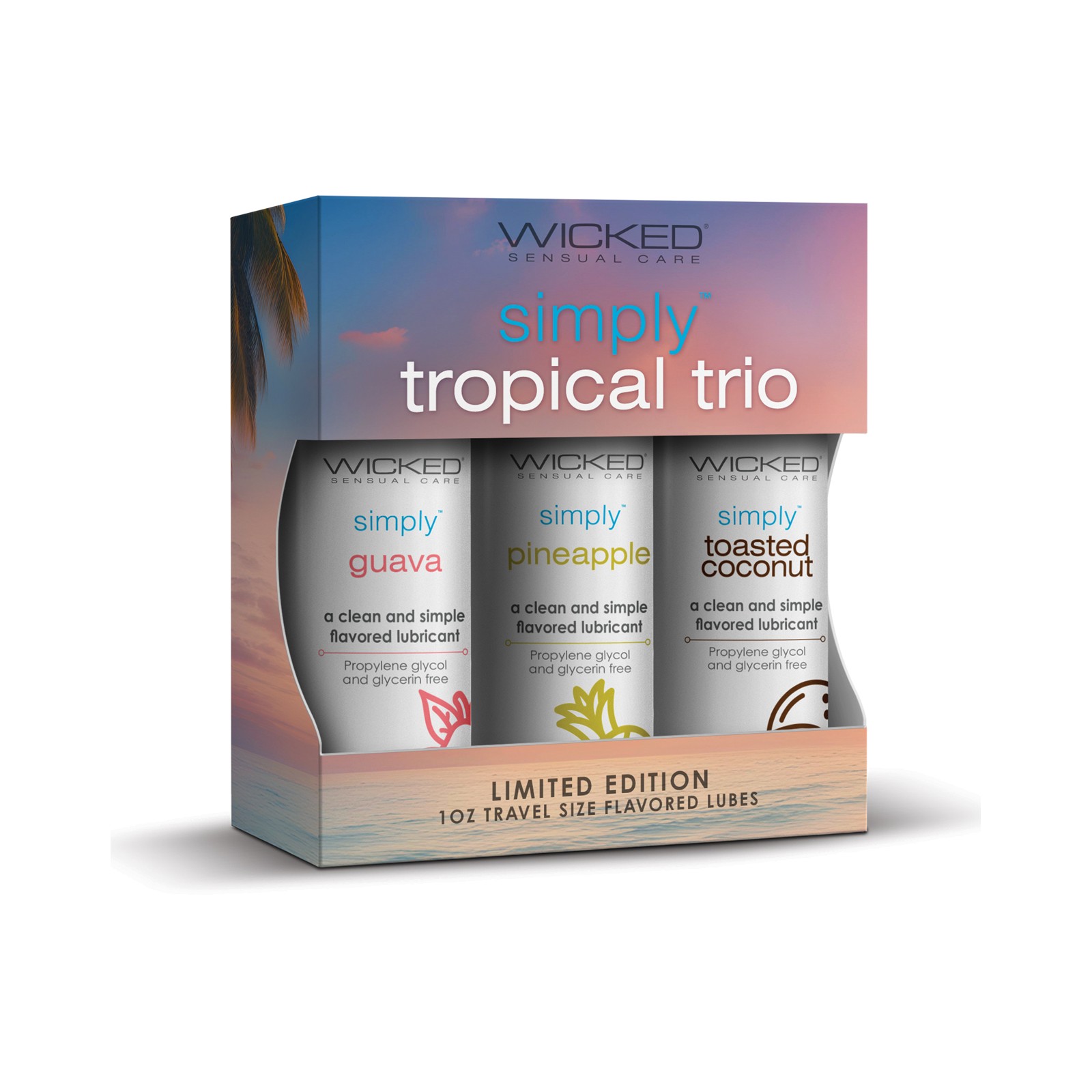 Wicked Sensual Care Trío Tropical Tamaño Viaje Lubricantes Saborizados - Disfruta del Sabor