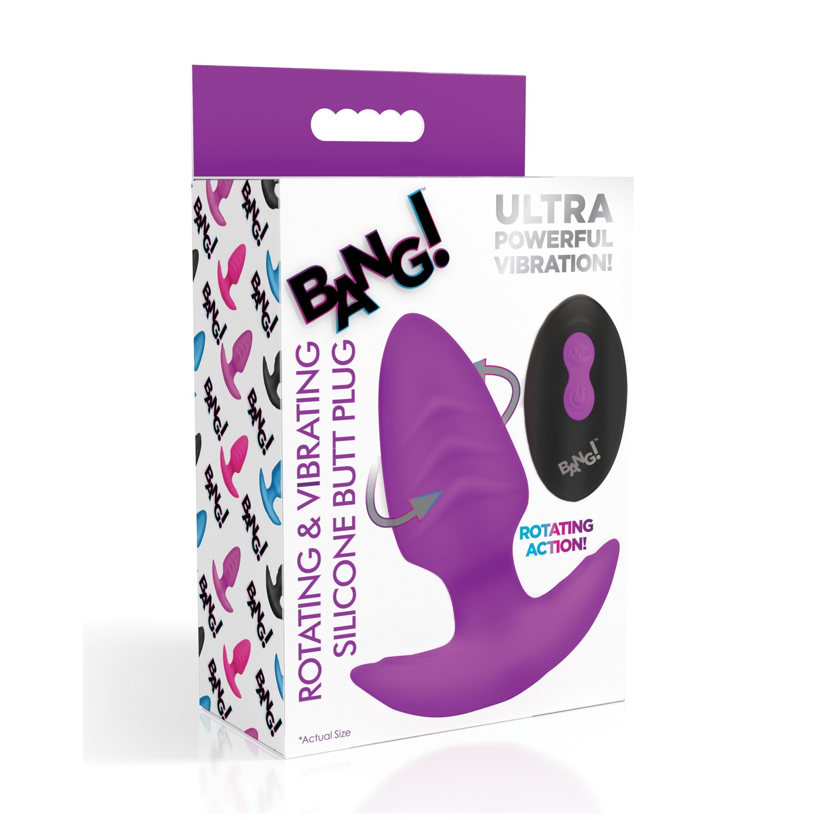 Rotating & Vibrating Butt Plug with Remote - Purple