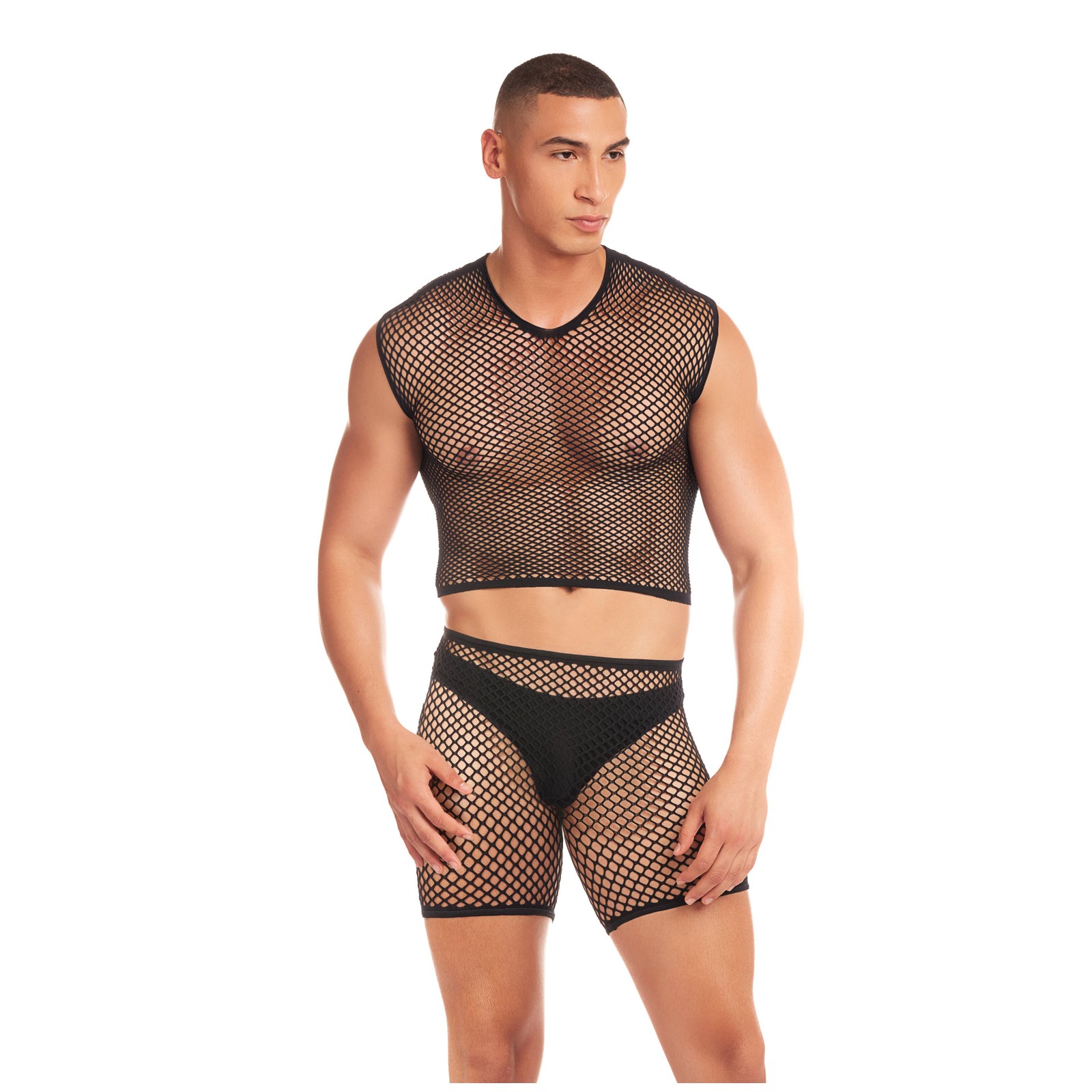 Rainbow Party Net-Bula Large Mesh Long Brief Set Black L/XL