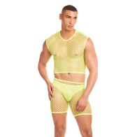 Set de Cuerpo de Malla Grande Rainbow Party Amarillo S/M