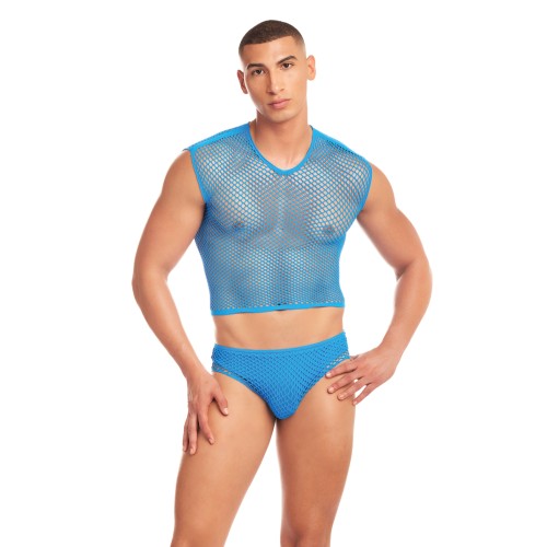 Rainbow Party Net-Flex Mesh Set with Thong L/XL - Blue