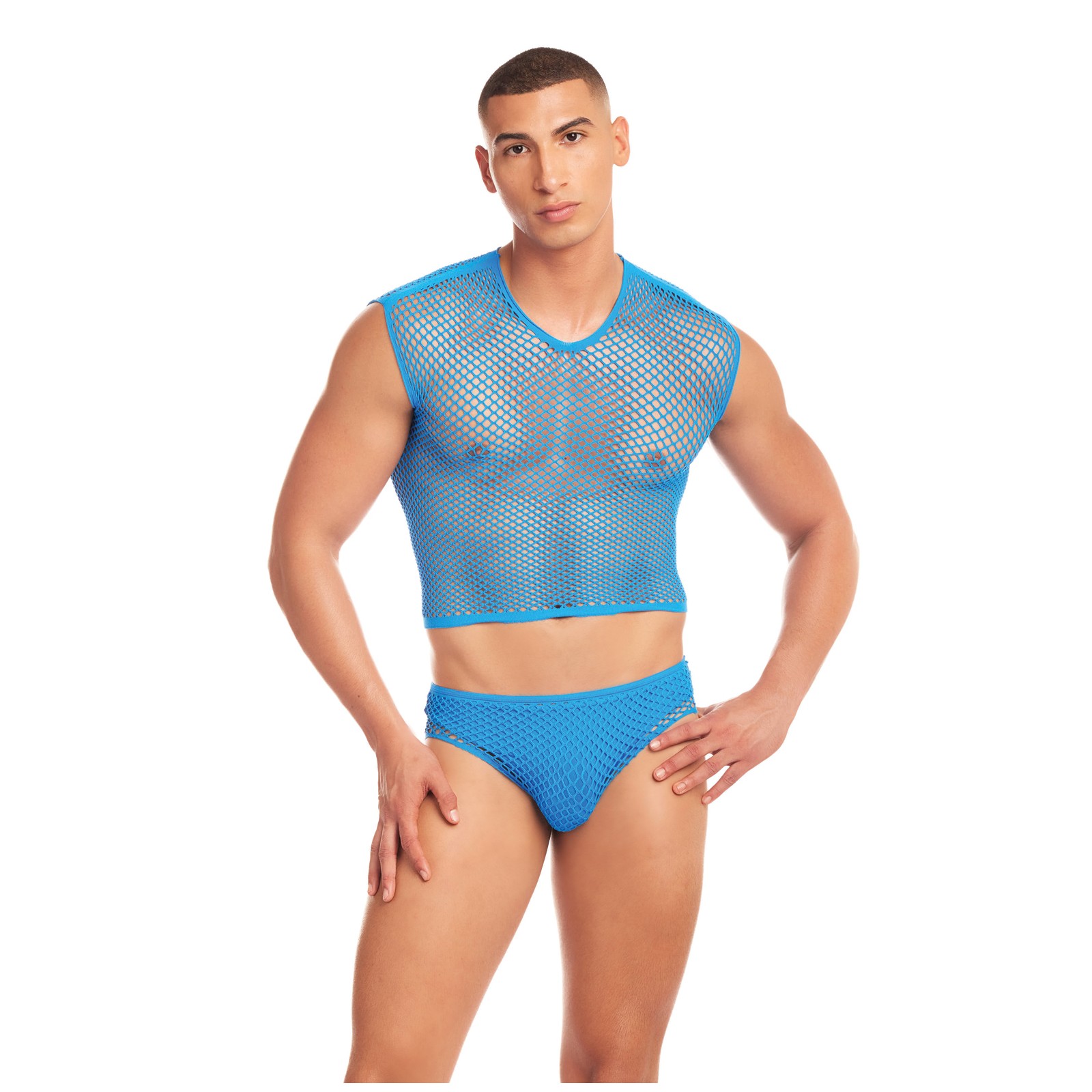 Conjunto de Malla Rainbow Party Net-Flex con Tanga L/XL - Azul