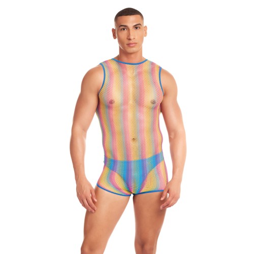 Rainbow Party Pride Star Mesh Singlet 2 pc Set with Thong