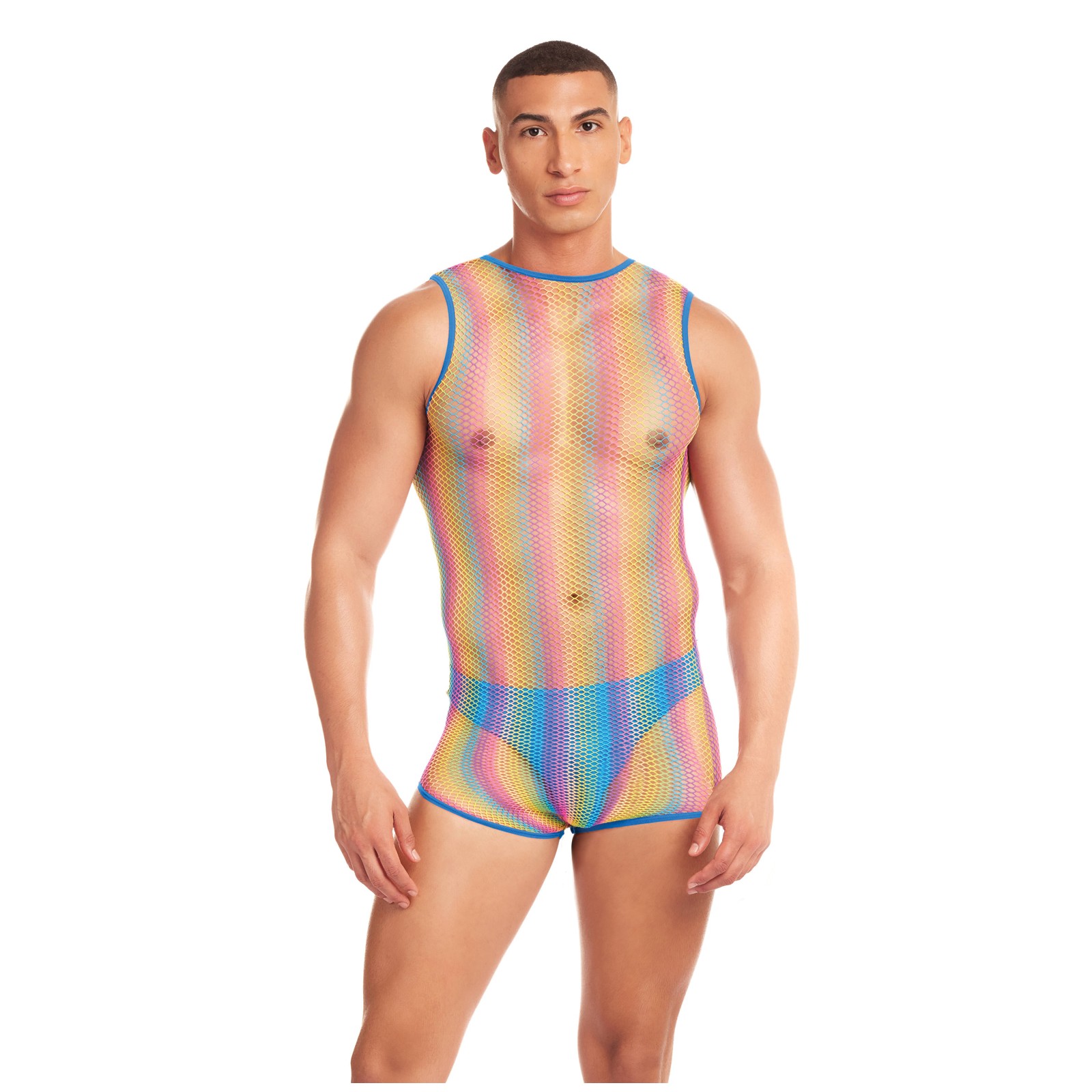 Rainbow Party Pride Star Mesh Singlet 2 pc Set with Thong