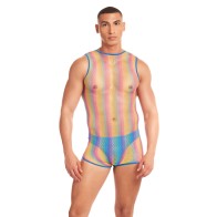 Conjunto de Dos Piezas Rainbow Party Pride Star Malla con Tanga