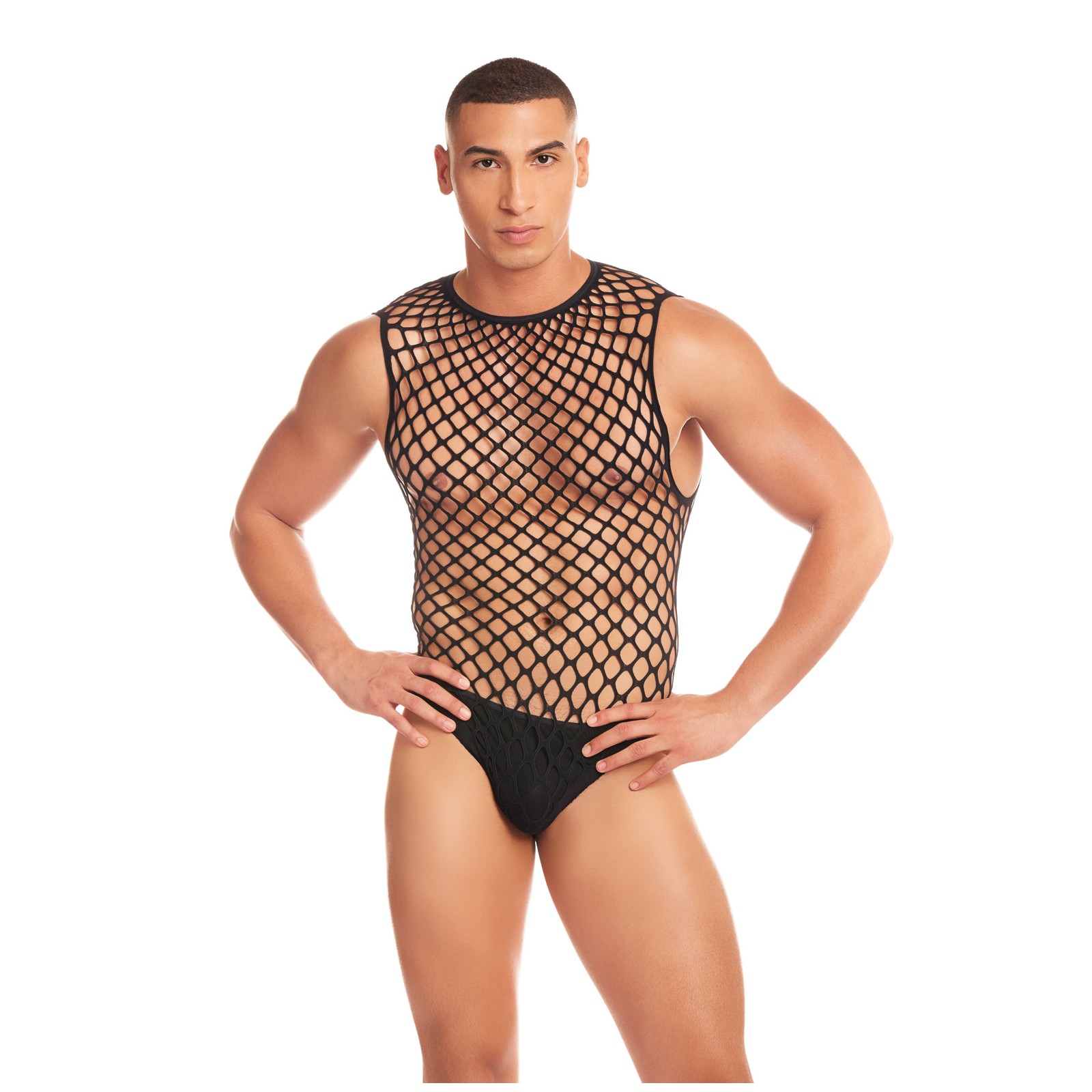 Rainbow Party Large Mesh Unitard Set - Black S/M