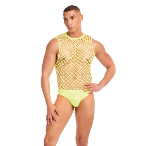 Rainbow Party Full Effect Mesh Unitard - Yellow