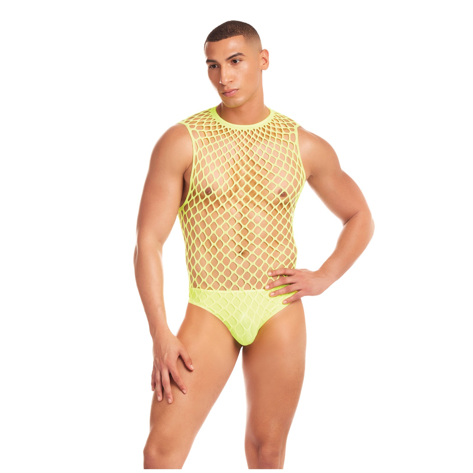 Rainbow Party Full Effect Mesh Unitard - Yellow