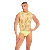 Rainbow Party Full Effect Mesh Unitard - Yellow