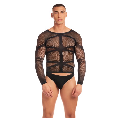 Conjunto Cam Boy de Malla de Fiesta Arcoíris Negro Talla S/M