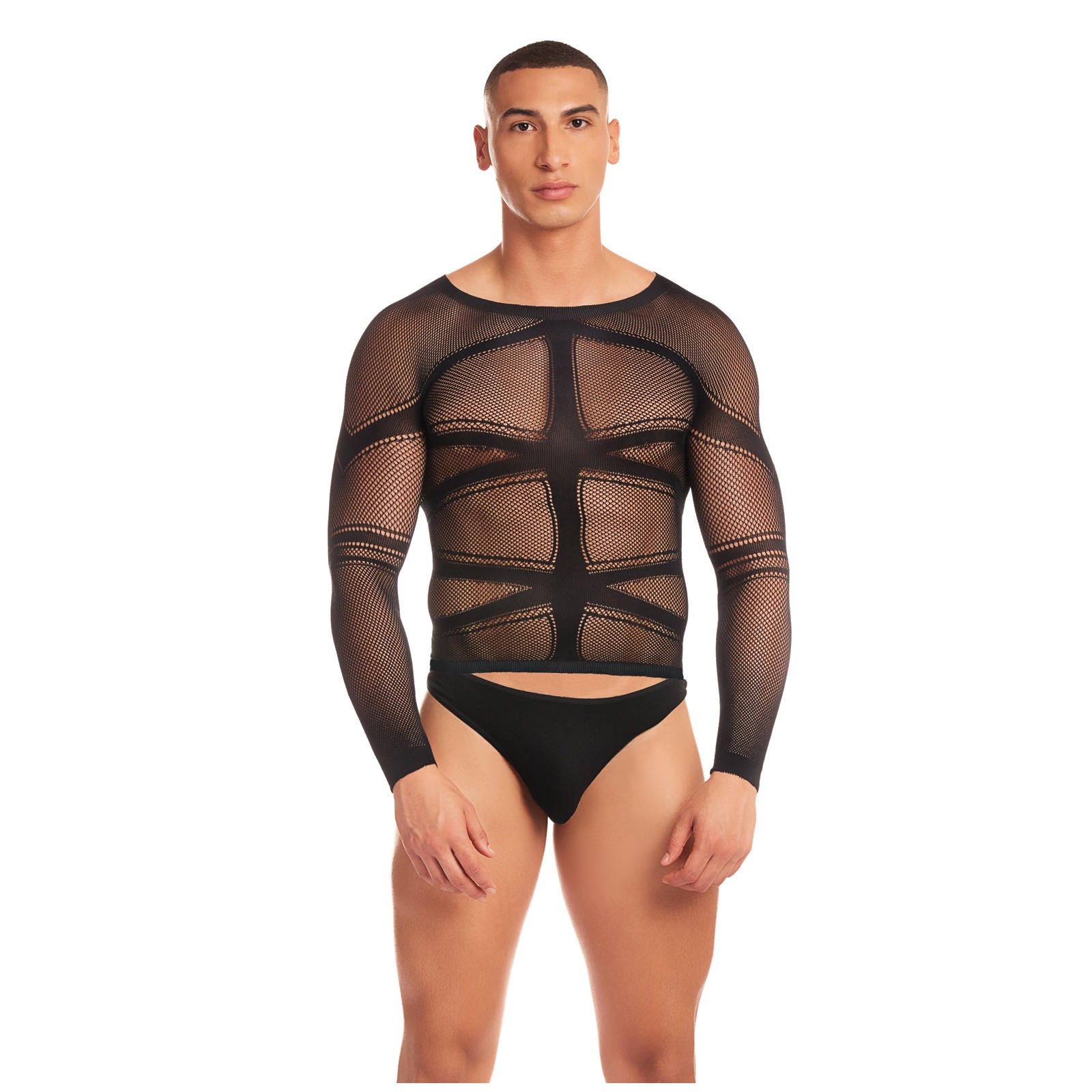 Conjunto Cam Boy de Malla de Fiesta Arcoíris Negro Talla S/M