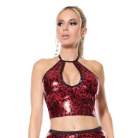 Darque Metallic Keyhole Halter Top for Stunning Style