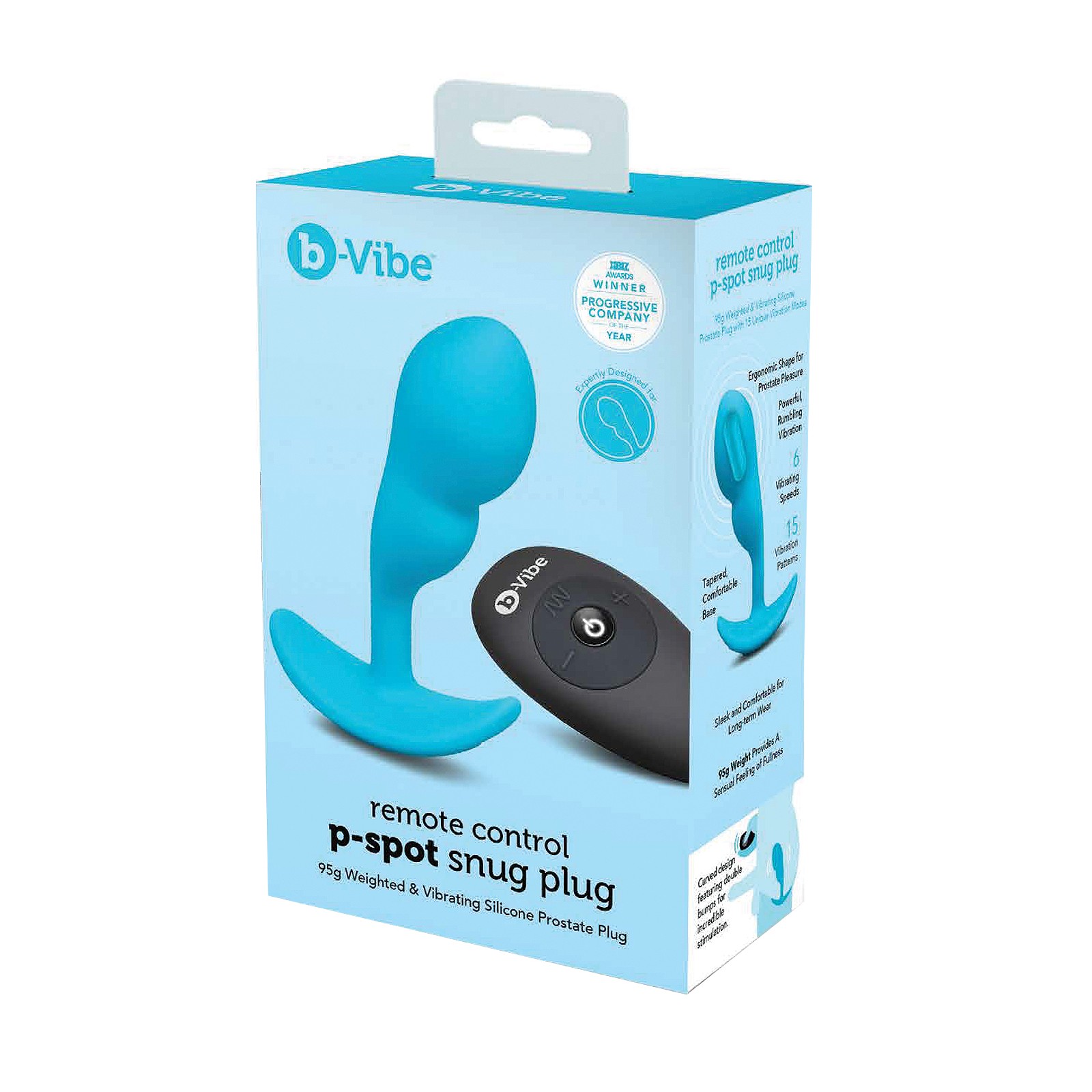 b-Vibe Plug Snug P-Spot Control Remoto Azul