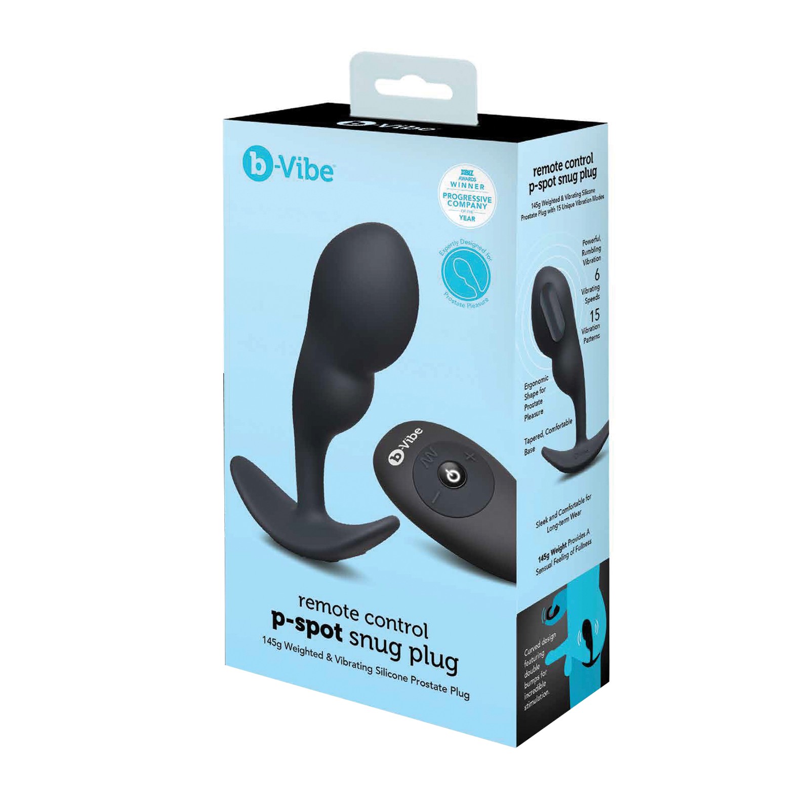 b-Vibe Plug Snug Control Remoto P-Spot - Negro