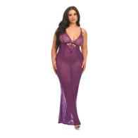 Katana Mesh Eyelash Lace Gown Purple