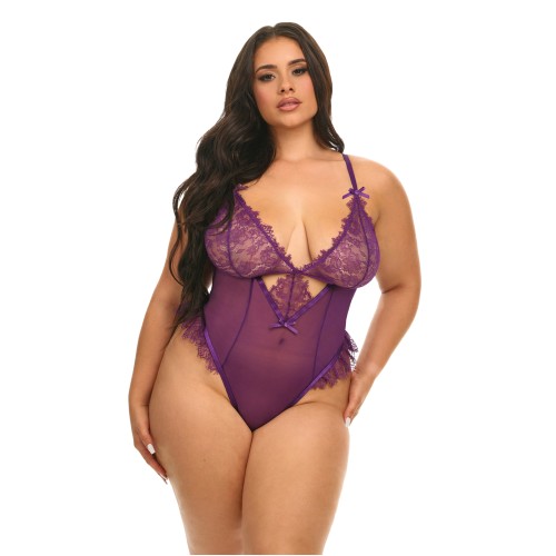 Katana Mesh and Lace Teddy Purple 1X/2X