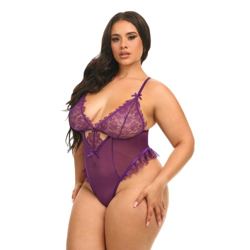 Katana Mesh and Lace Teddy Purple 1X/2X