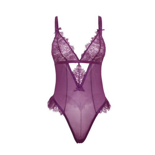 Katana Mesh and Lace Teddy Purple 1X/2X