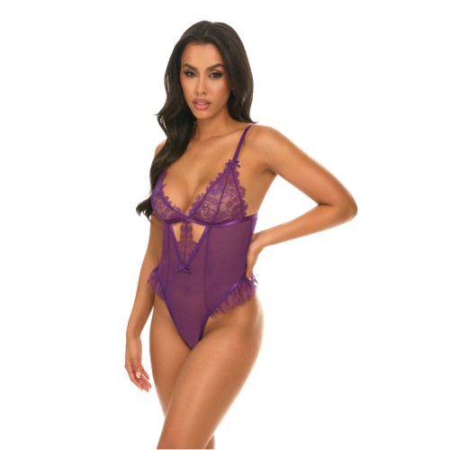 Katana Mesh and Lace Teddy Purple S/M