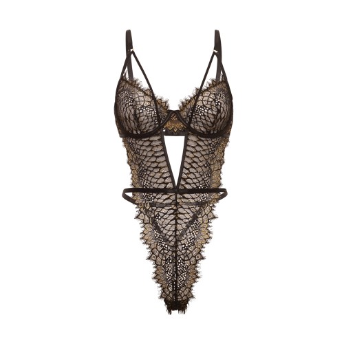 Greta Snake Eyelash Lace Teddy - Timeless Elegance