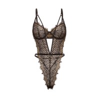 Greta Snake Eyelash Lace Teddy Black/Gold