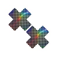 Neva Nude Holographic X Factor Pasties - Rainbow/Black Fun