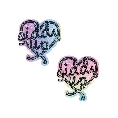 Neva Nude Giddy Up Heart Reflective Pasties Rainbow O/S