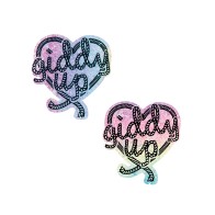 Neva Nude Giddy Up Heart Reflective Pasties Rainbow O/S