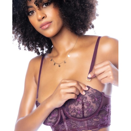 Underwire Bustier and High Waisted Thong Set Mulberry Medium