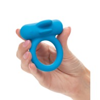 Couple's Enhancer Silicone Rechargeable Double Trouble Enhancer w/Flickering Dual Teasers - Blue