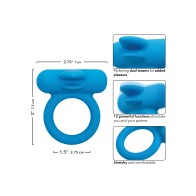 Couple's Enhancer Silicone Rechargeable Double Trouble Enhancer w/Flickering Dual Teasers - Blue