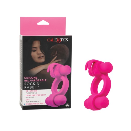 Couple's Enhancer Silicone Rechargeable Rockin' Rabbit Fuchsia